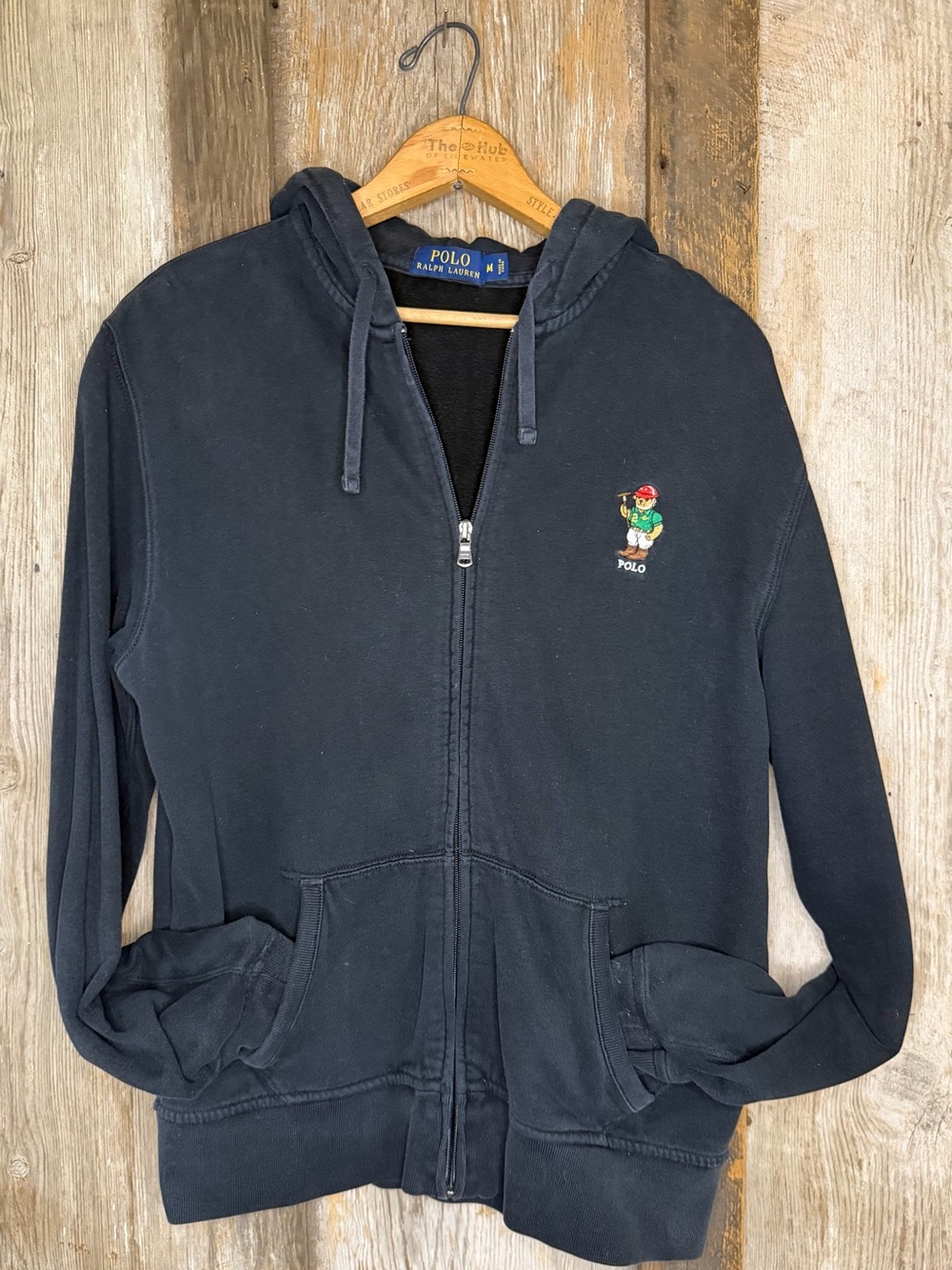 Polo Ralph Lauren Polo Bear Black Full Zip Up Hoodie:Size Medium